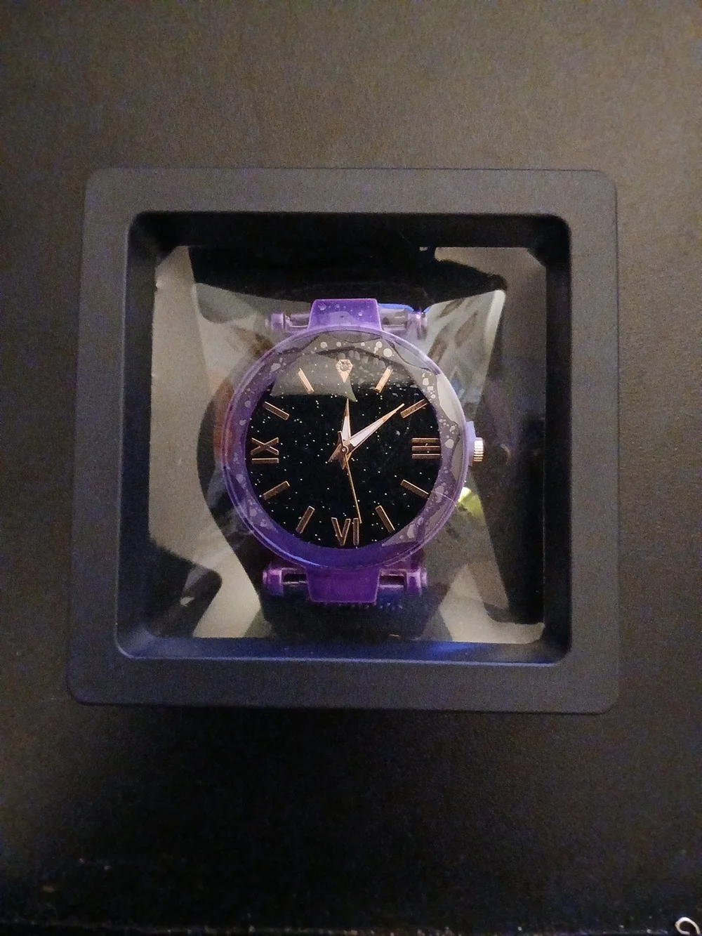 Purple Mesh Watch Rose Gold Markers